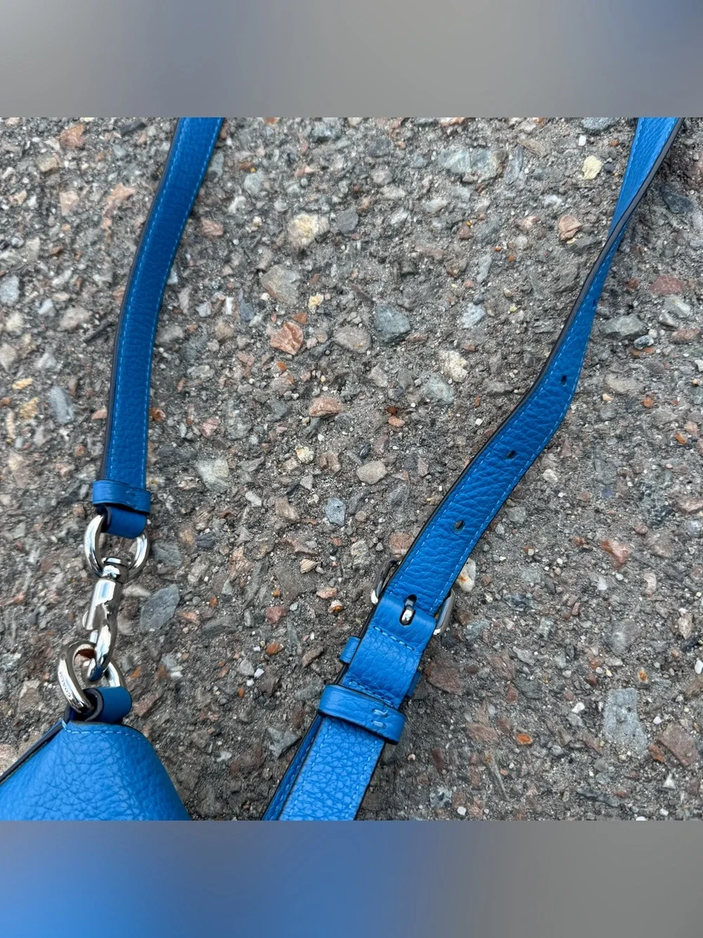Coach Addie Pebble Leather Crossbody Bag Pure Adjustable Strap Silver Vivid Blue